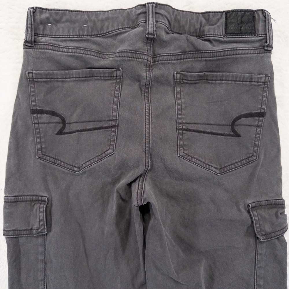 American Eagle Hi Rise Jegging 10 LONG Gray Cargo Pockets Drawstring Utility - Picture 4 of 14
